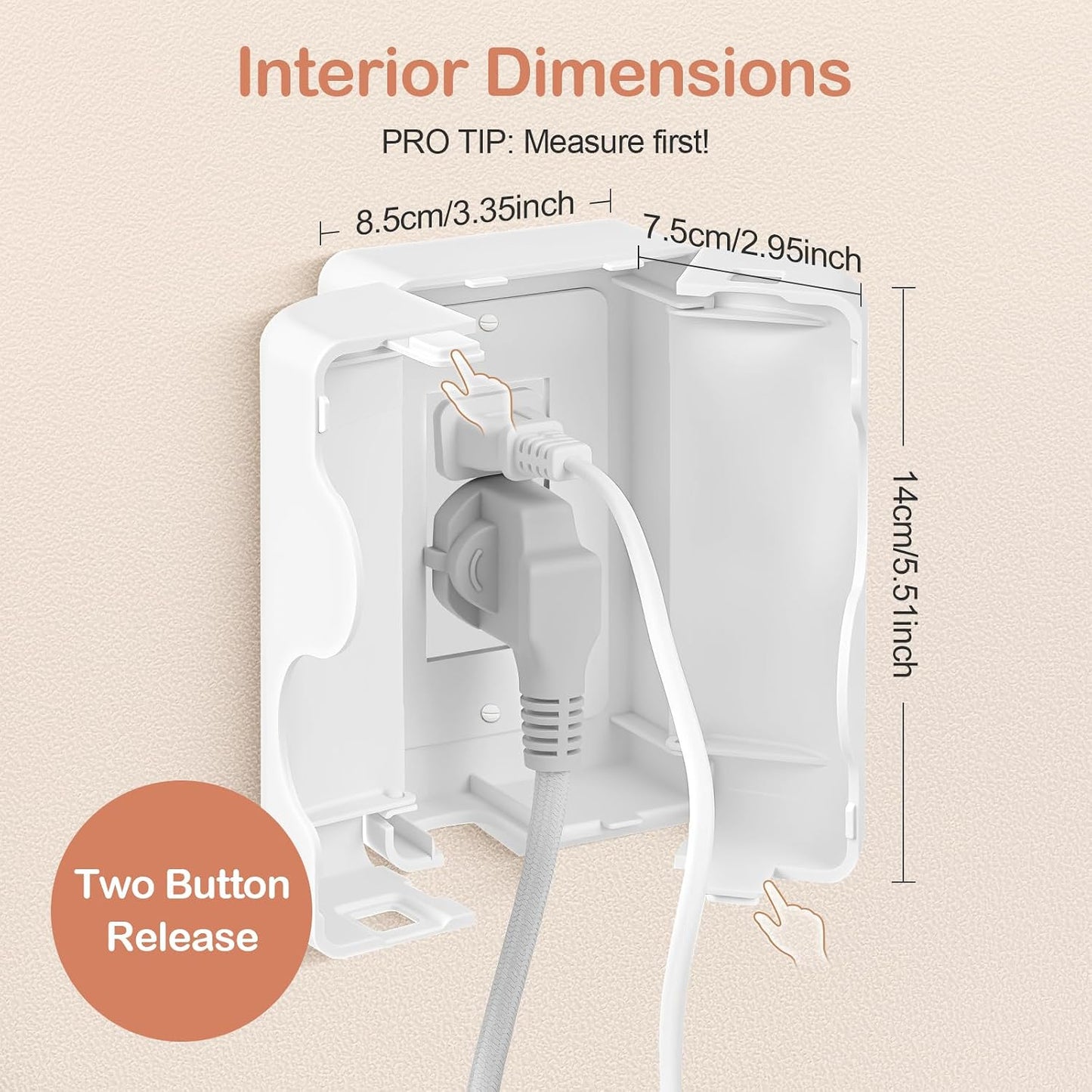 Child Proof Outlet Cover, Double Lock System, Duplex & Decorator Electrical Outlet Plates, Indoor Wall Outlet Covers Box, White, Large Interior Space