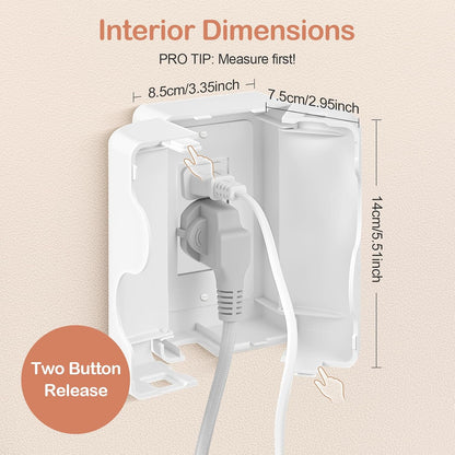 Child Proof Outlet Cover, Double Lock System, Duplex & Decorator Electrical Outlet Plates, Indoor Wall Outlet Covers Box, White, Large Interior Space