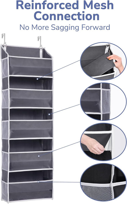 ULG Over the Door Organizer, 5-Tier Extra Large Hanging Storage with 10 Mesh Pockets, 100 lbs Capacity, Heavy Duty Door Organizer for Closet, Bedroom, Nursery Storage, Beige