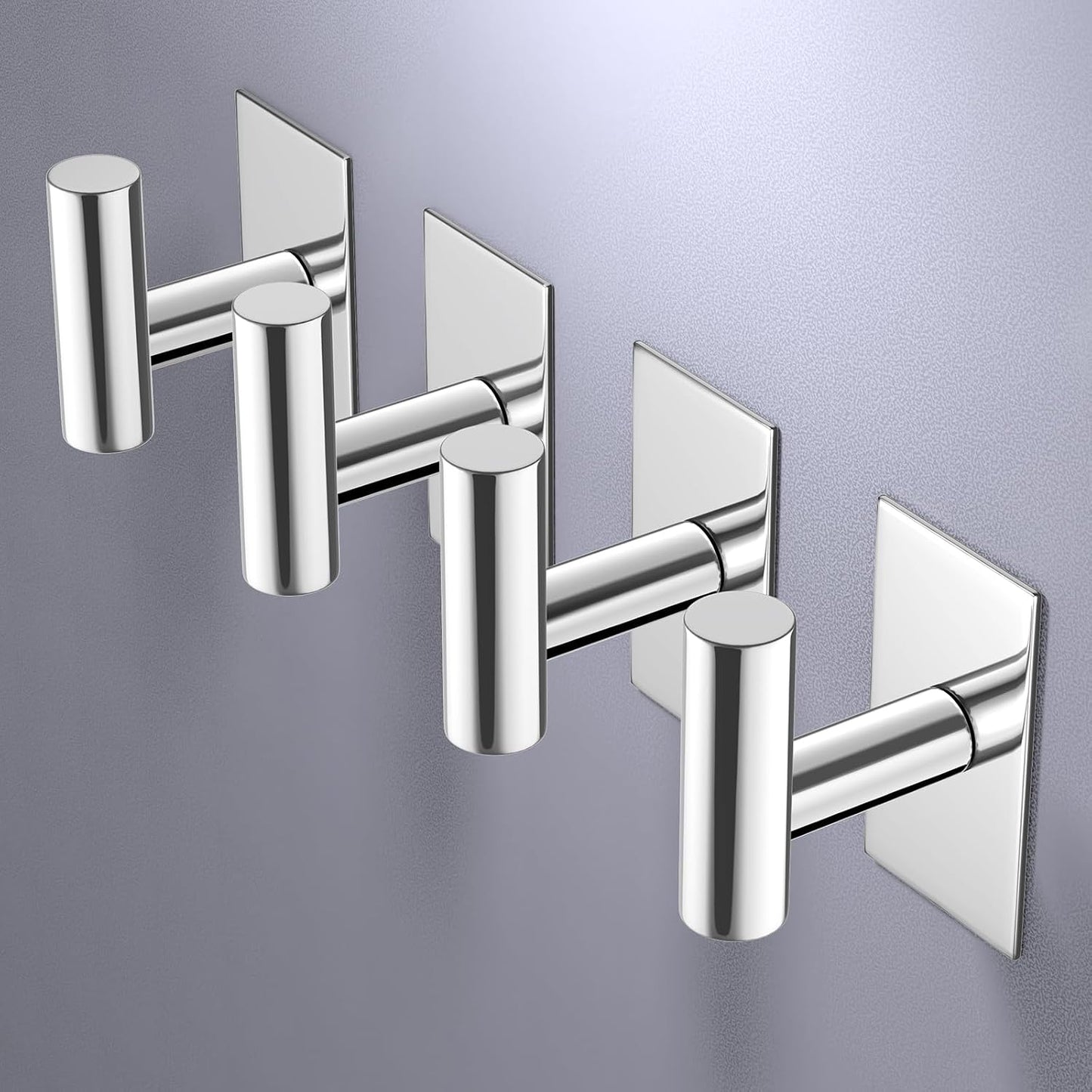 VAEHOLD Wall Towel Hooks, Heavy Duty Sticky Holder Waterproof Towel Hooks for Hanging Coat, Clothes, Closet Hook Wall Mount for Kitchen (Silver, 4 Pack)