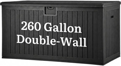 YITAHOME 100 Gallon Large Outdoor Deck Box | Waterproof Resin Storage Box, Lockable Indoor Outdoor Storage Container for Patio Furniture Cushions, Pool Accessories