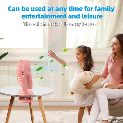 Clip on Fan Rechargeable, 8-Inch Battery Operated Desk Fan, USB Fan,5 Speeds, Strong Airflow, Sturdy Clamp for Golf Cart Office Desk Outdoor Travel Camping Tent Gym Treadmill,Black