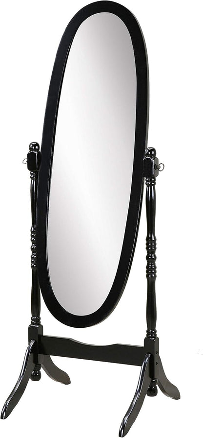 Roundhill Furniture Traditional Queen Anna Style Wood Floor Cheval Mirror, Cherry Finish