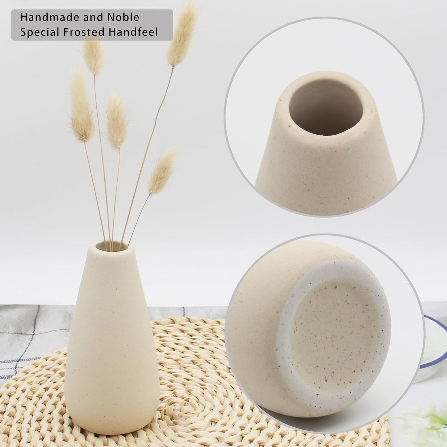 YANLING 6 Pack White Vase Small Ceramic Vases for Decor, Bud Vases | for Centerpieces White Vases for Flowers Boho Home Decor, Pampas Grass Dried Flowers Vases