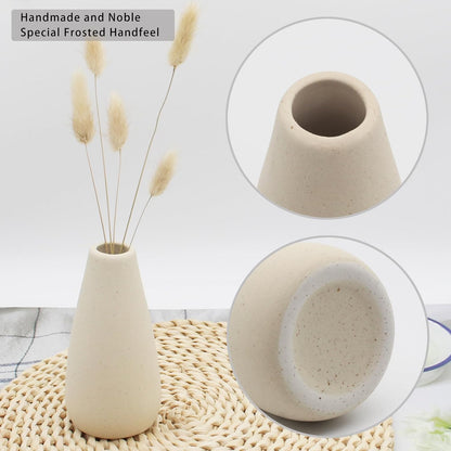 YANLING 6 Pack White Vase Small Ceramic Vases for Decor, Bud Vases | for Centerpieces White Vases for Flowers Boho Home Decor, Pampas Grass Dried Flowers Vases