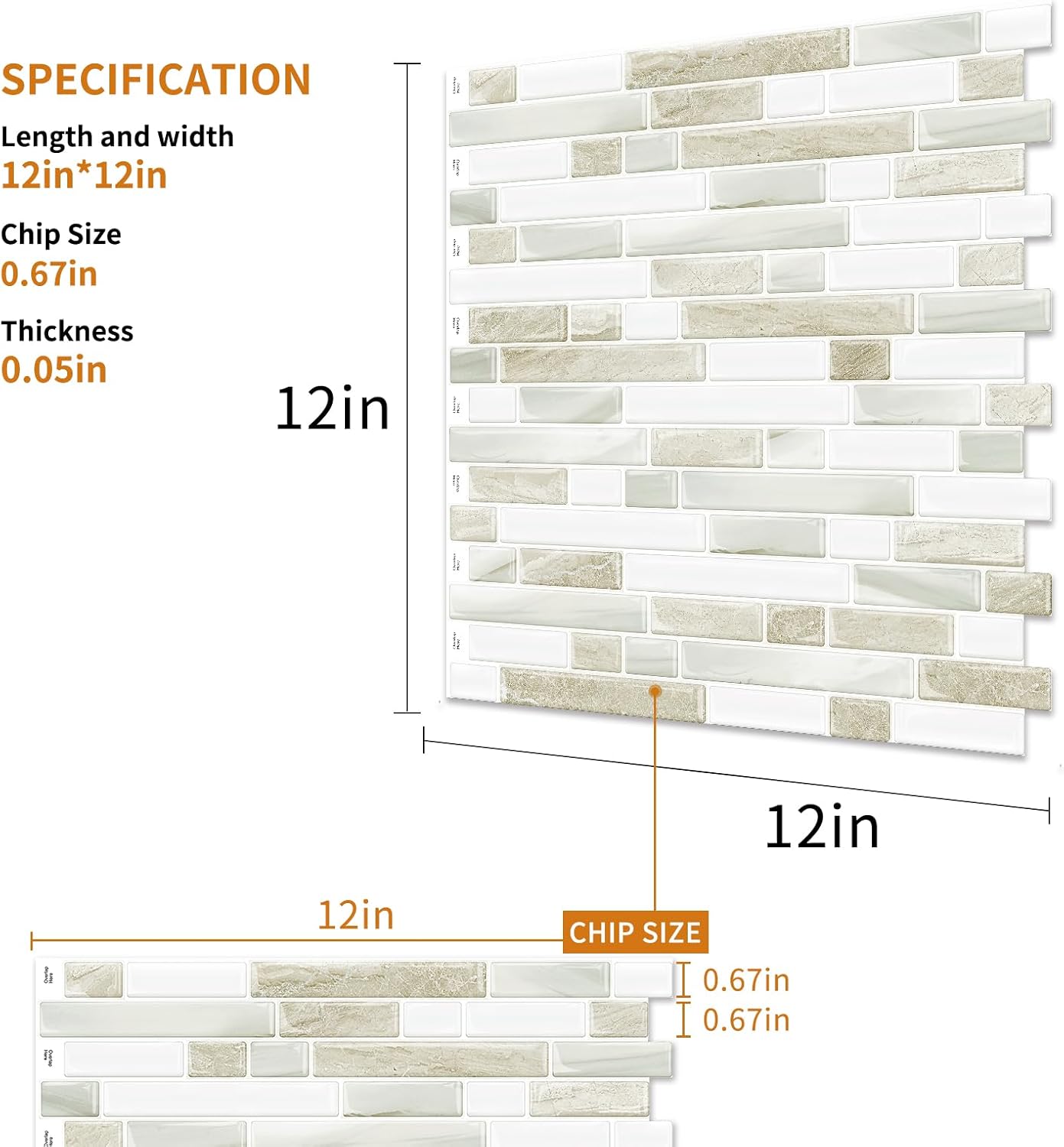Yipscazo 10 Sheets Peel and Stick Backsplash for Kitchen Wall, 12''x12'' Waterproof Stick on Backsplash Smart Tiles for Bathroom,Removable Backsplash Wall Tiles in Gray White