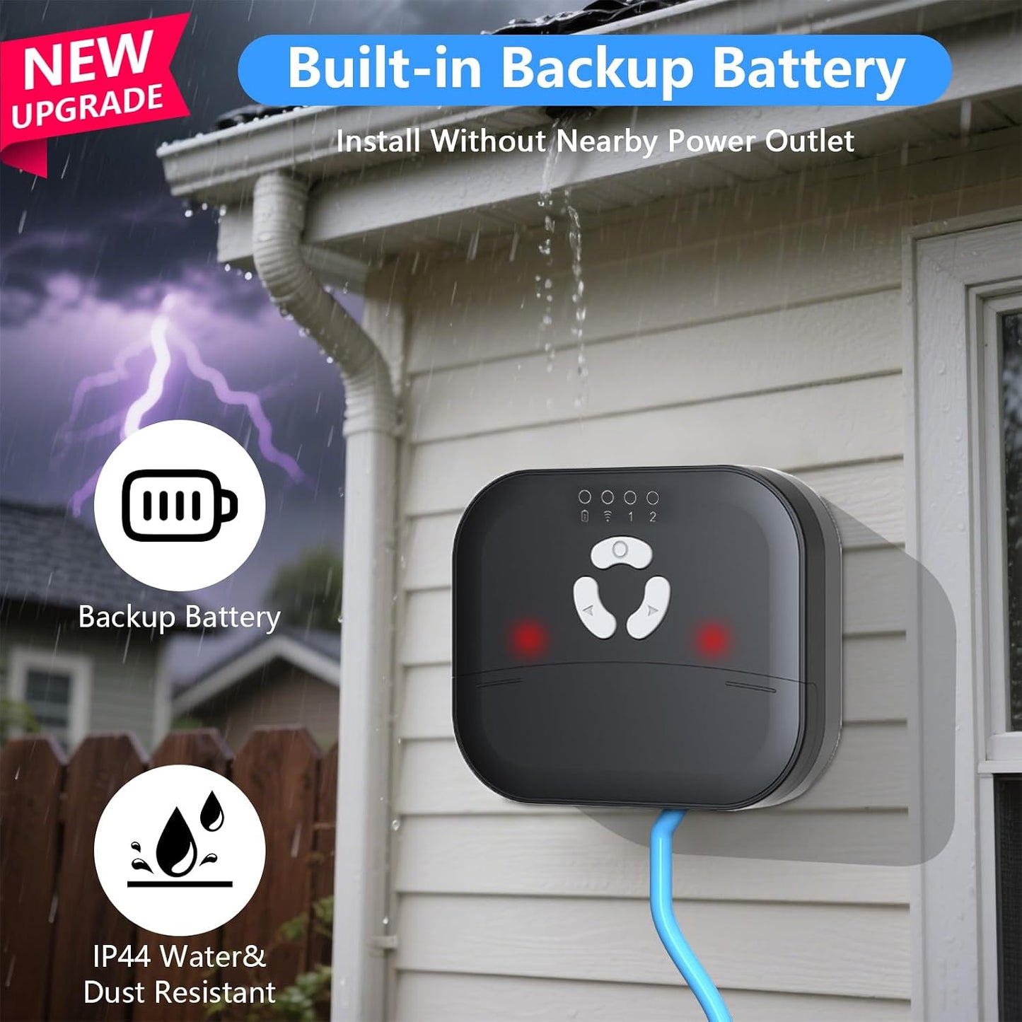Sump Pump Alarm WiFi, Smart High/Low Water Level Alarm with Alarm-activated Outlet, Free App Alerts,Built-in Backup Battery,110dB Siren,10ft Float Switch for Septic Tank, Sump Pump, Ponds & Water Tank