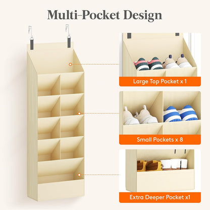 Lifewit 6 Tier Over the Door Shoe Organizer with 11 Large Deep Pockets, Fabric Hanging Shoes Shelf for Closet, Dorm Storage, Fit Up to 12 Pair Shoe Rack Holder for Sneakers, Boots, Gray