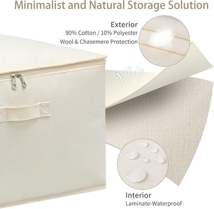 Canvas Comforters Bags Closet Organizers and Storage for Quilts Clothes Organization Containers Bins with Sturdy Zipper, Clear Window 75L for Sweaters Blankets Storage Bedroom Collapsible