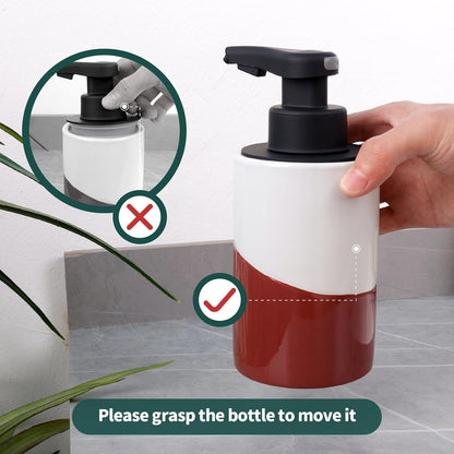 BosilunLife Automatic Soap Dispenser Ceramic Hand Free Soap Dispenser with Waterproof Pump Rechargeable Smart Electric Lotion Soap Dispenser Touchless (White-Green, Foam Pump)