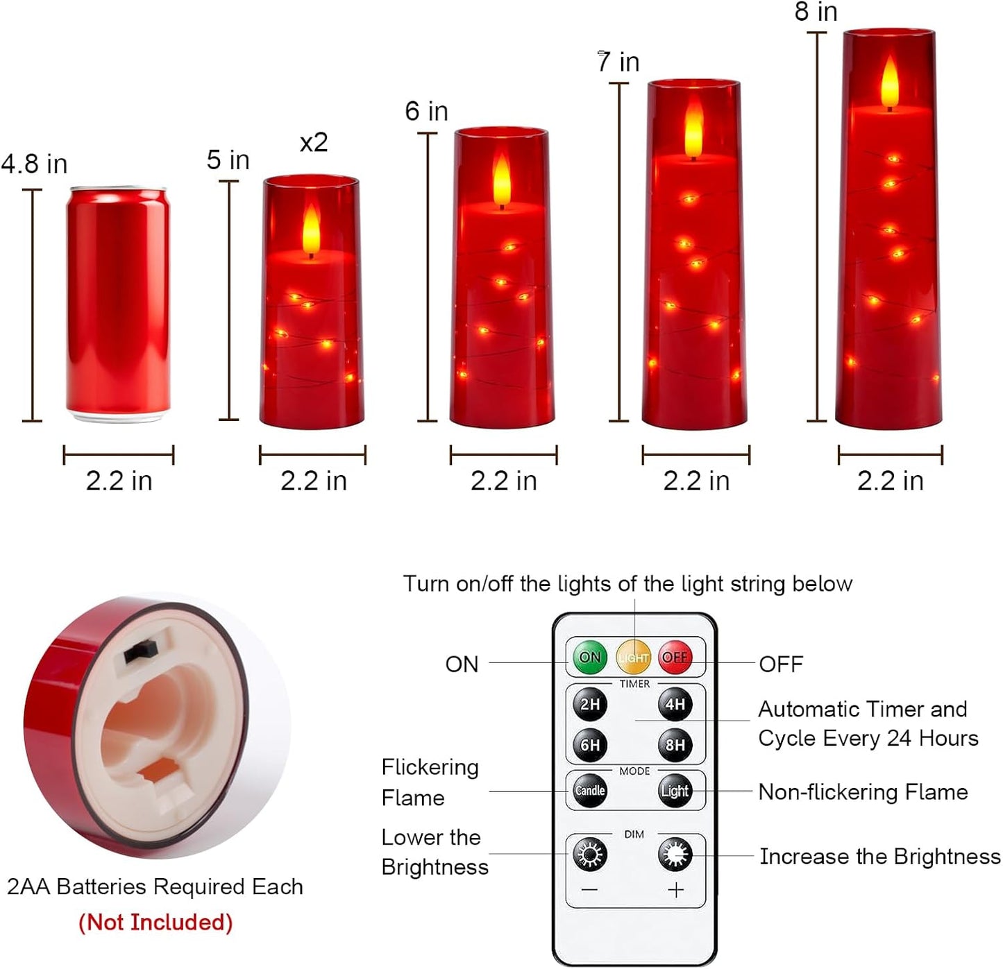 Raycare Flameless Candle with Remote Timer, 3 Flickering Acrylic Battery Operated LED Pillar Candles with Embedded Star String for Christmas, Wedding, Home Table Decor, and as a Gift (Ivory White)
