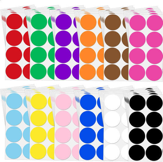 480 Pcs Round Color Coding Label Stickers, 2 Inch Circle Sticker Labels Colored Dot Stickers Moving Labels Stickers Gift Labels for Boxes, Coloring, Organizing, Marking, Christmas (12 Color)