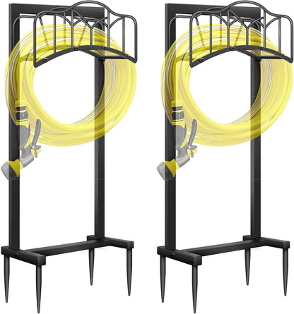 Garden Hose Holder -Upgraded Hose Holder Holds 100-feet Hose,Freestanding Heavy Duty Hose Hanger,Sturdy Hose Stand for Lawn & Yard,Black