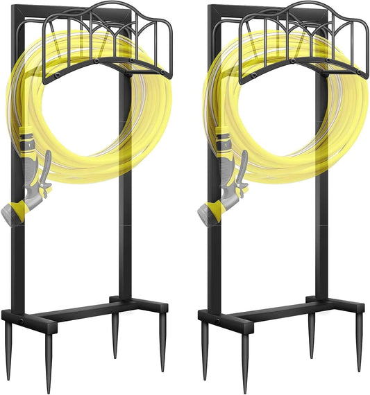 Garden Hose Holder -Upgraded Hose Holder Holds 100-feet Hose,Freestanding Heavy Duty Hose Hanger,Sturdy Hose Stand for Lawn & Yard,Black