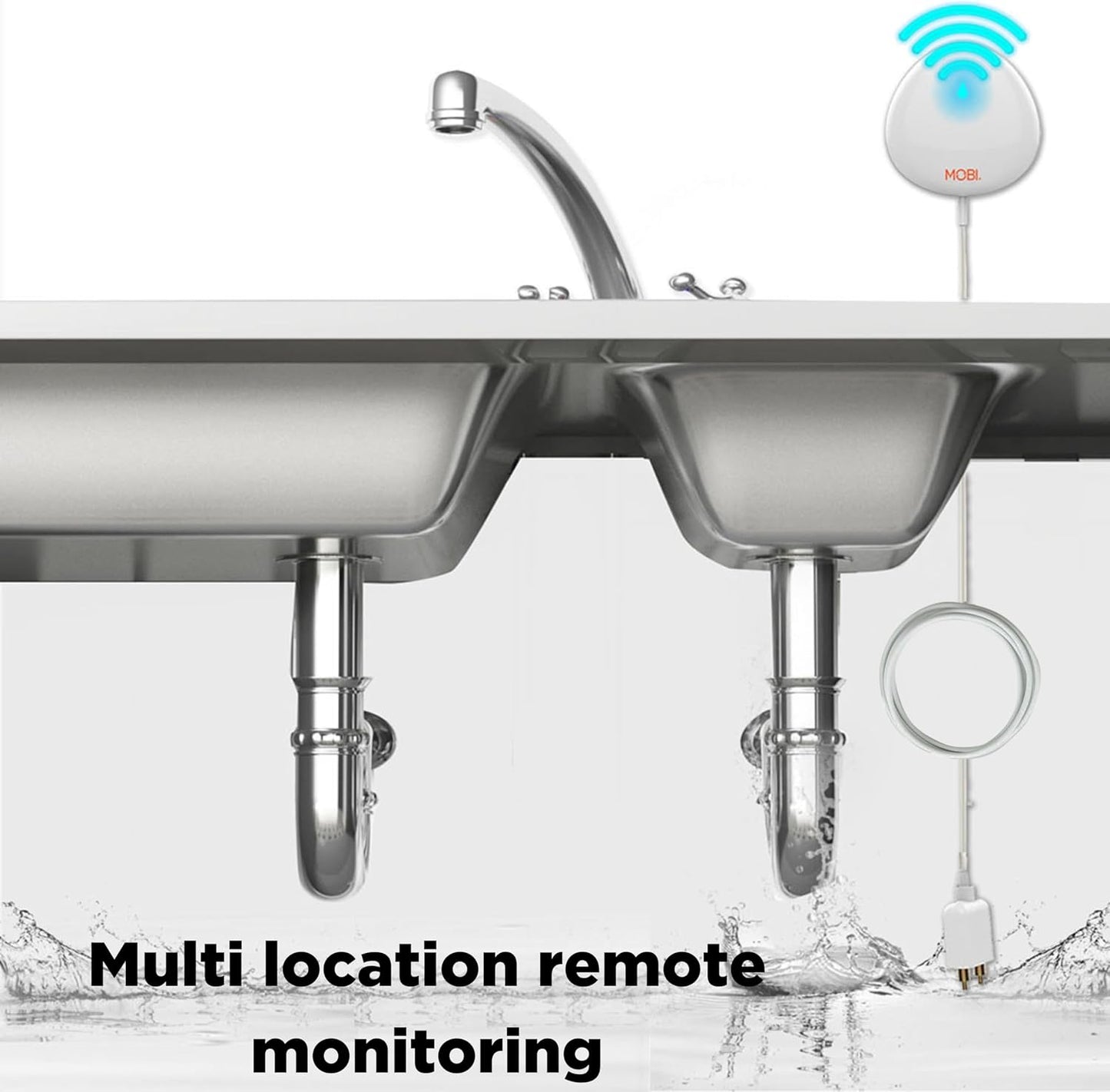 MOBI Smart Home 2.4GHz WiFi Water Leak Sensor, Water Sensor, Water Detector Alarm, Water Leak & Flood Detector, Smart Notification App, Expand with Cameras & Smart Home Devices (3-Pack)