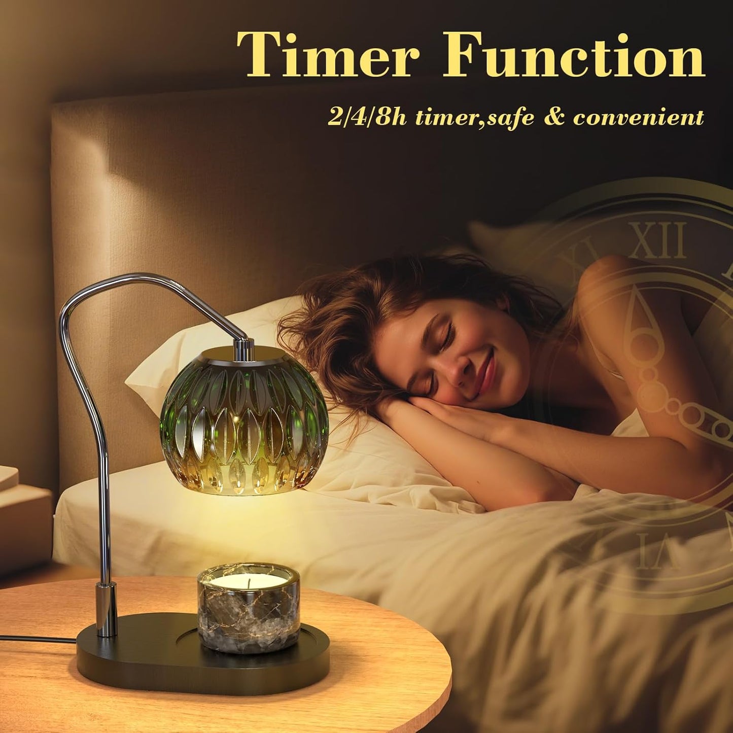 Candle Warmer Lamp with Timer & 4-Level Dimmer, Electric Wax Warmer for Jar Candles, Black Home Decor with 2 Bulbs, Gift for Women, Men, Housewarming