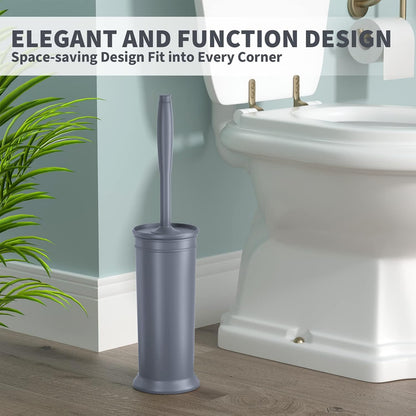 Toilet Brush and Holder 2 Pack, Toilet Bowl Brush with Extra Long Handle, Toilet Scrubber and Covered Holder, Toilet Brushes for Bathroom-Space Saving, Covered Brush, Durable, Deep Cleaning(Black)