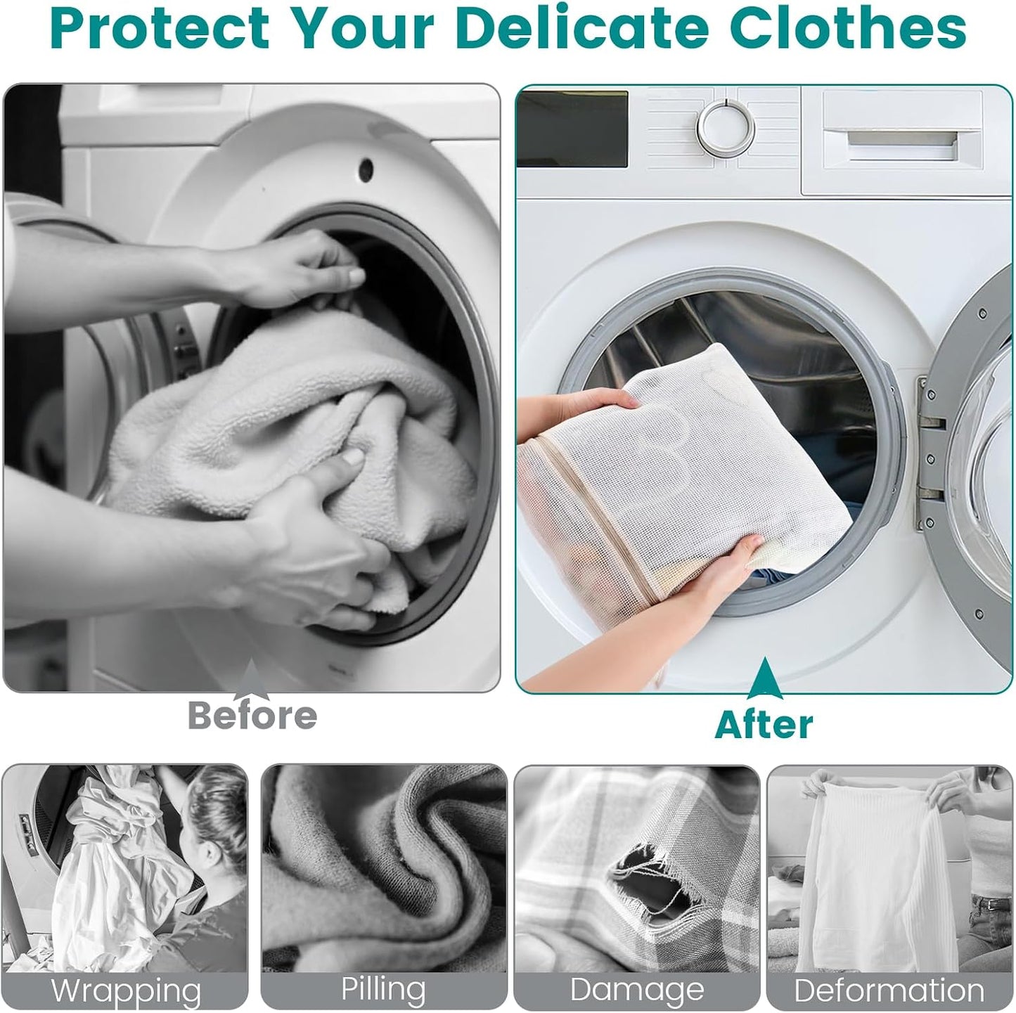 6-Pack Durable Honeycomb Mesh Laundry Bags for Delicates - 12x16 Inches Lingerie Bags for Washing Delicates with Sturdy Zippers, Protect Clothes in Washing Machine for Home, College & Dorm (Medium)