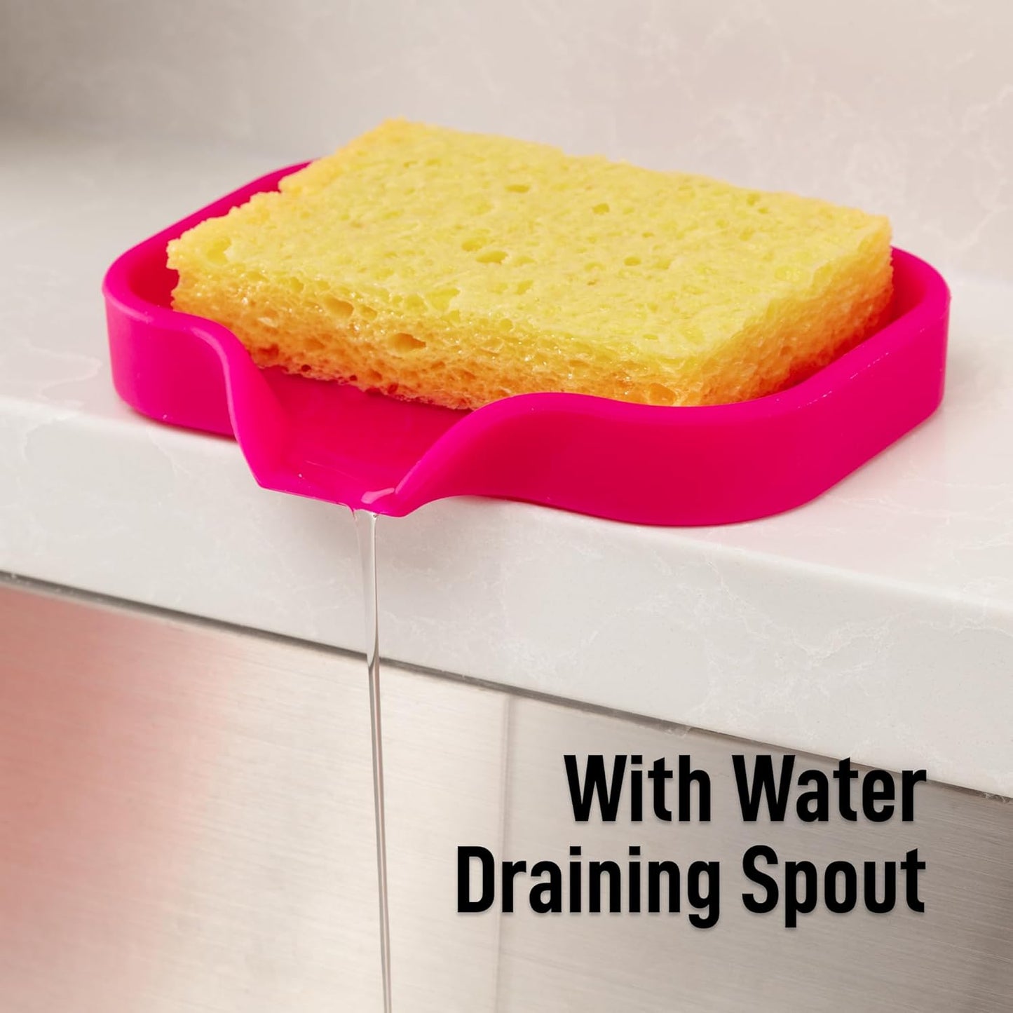 Zulay Kitchen (9x3.5in) Sponge Holder for Kitchen Sink - Flexible Heavy-Duty Multipurpose Sink Caddy - Counter Organizer for Kitchen, Bathroom, Makeup, Trinkets & More! (Grey)