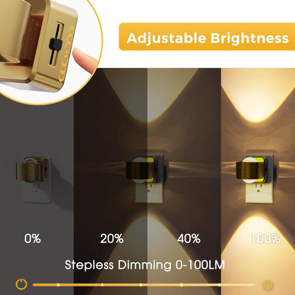 L LOHAS LED Night Light Projector, Night Lights Plug into Wall, Dusk to Dawn Sensor, 180°Rotating Nightlight for Kids, 0-150LM Dimmable Soft White Ambient Lighting for Bathroom, Decor, Gifts, 2 Pack