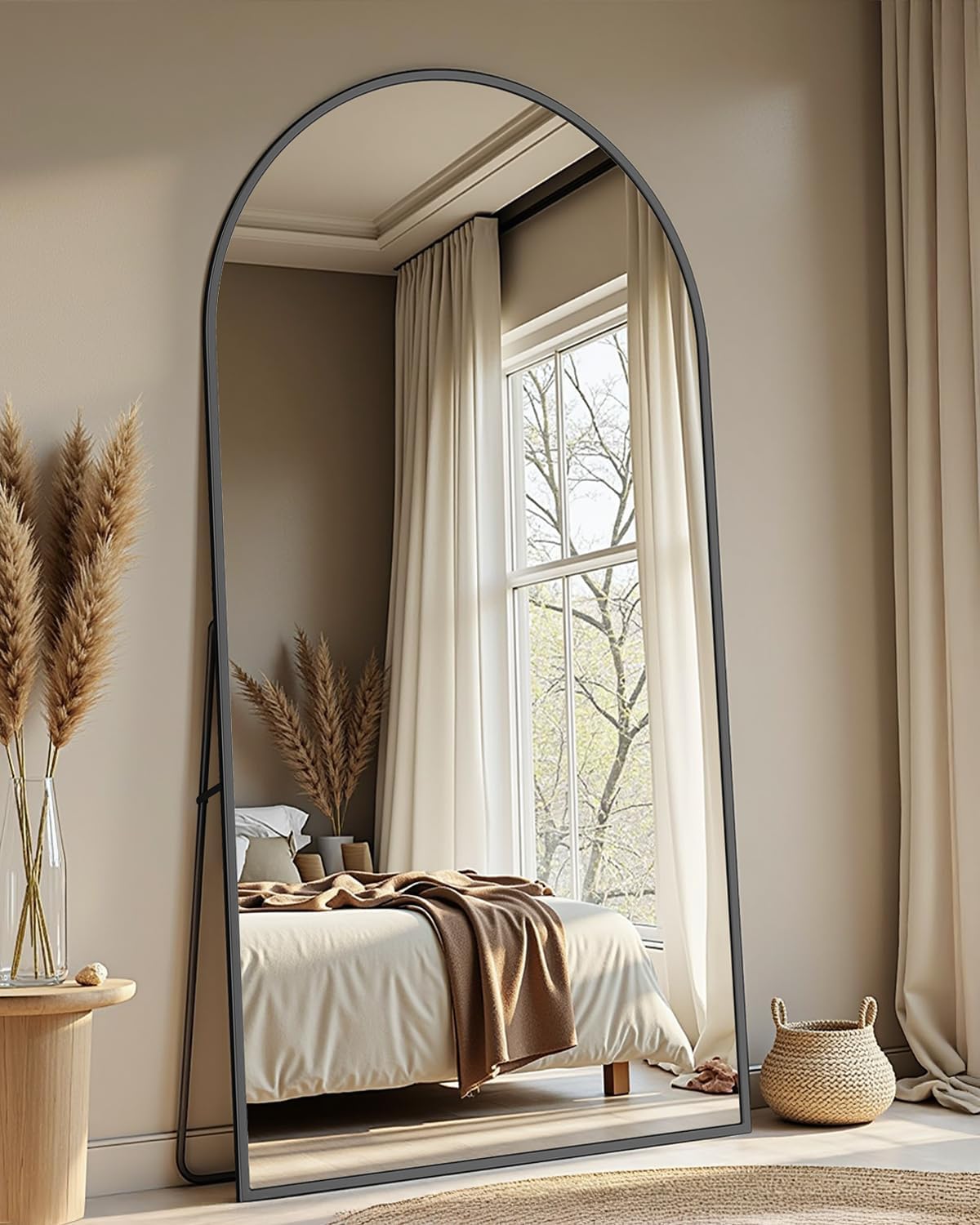 Full Length Mirror with Stand, 71"x28" Arched Full Body Large Stand Up Aluminum Frame Floor Standing Mirror, Freestanding Hanging Leaning Mounted for Bedroom Living Room Entryway Gold