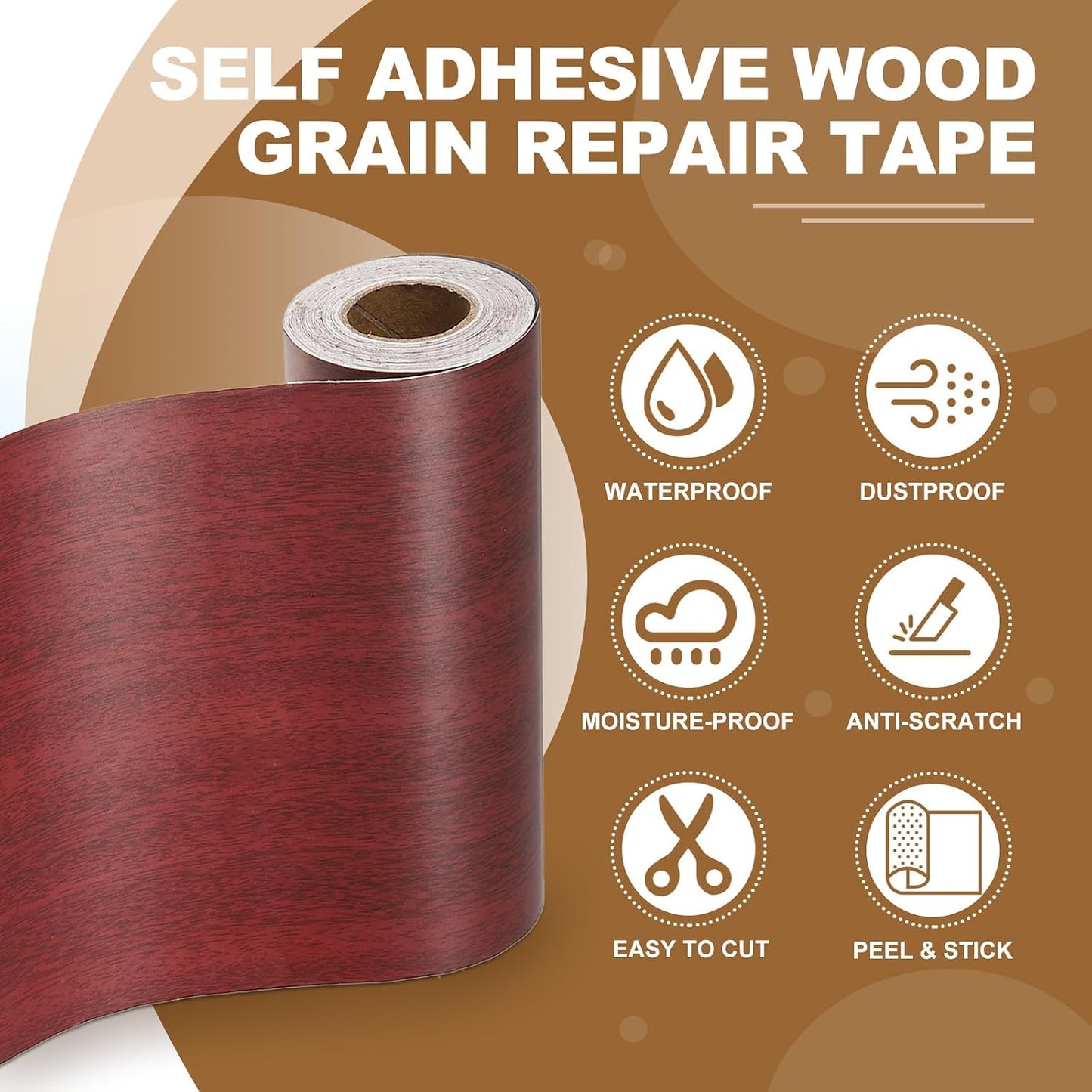 PATIKIL Self Adhesive Wood Grain Repair Tape 33'x 3", Multi-Use Realistic Wood Grain Repair Patch for Furniture Floor Door Table Chair Windows Handicraft DIY, Yellow Teak