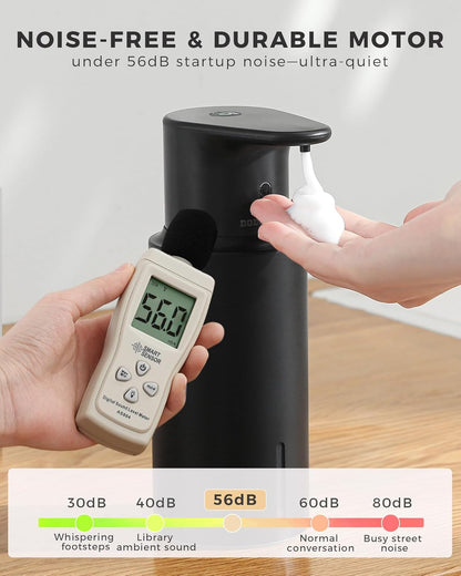 Automatic Foaming Soap Dispenser Touchless, 304 Stainless Steel Bottle Body &16.2oz/480ml Rechargeable, 3 Adjustable Liquid Levels, IPX7 Waterproof, for Kitchen Bathroom, Stainless Steel