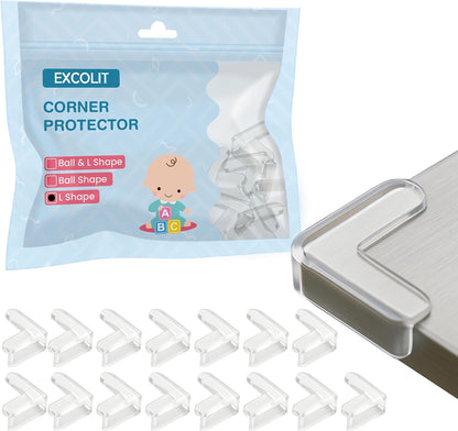 15 Pcs L-Shape Corner Protector for Baby Proofing – Clear 4cm x 4cm Edge Safety Bumpers for Furniture & Sharp Table Corners – Slim Profile Secure Adhesive Gel Pads Included