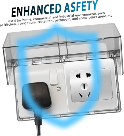 DOITOOL Waterproof Socket Protective Cover Sticky Style Double-Position Thickened Outlet Cover Weatherproof Socket Box for Home Kitchen Bathroom Easy Installation 7.95X4.76X2.95 Inch