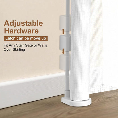 Miumoon 50 inch Retractable Baby Gates 34 inch Tall, Retractable Gate with Reinforced Strip Design to Prevent Crawling Through, Retractable Dog Gate for Stairs, Doorways, Hallways