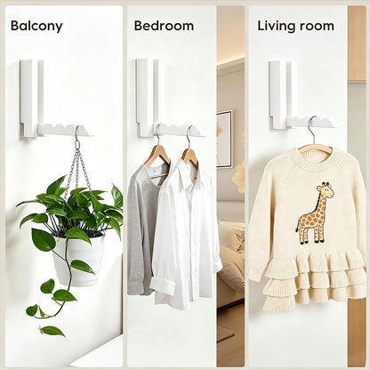 2 Pack Clothes Drying Rack Wall Mounted,Space Saver Wood Wall Mounted Folding Clothes Hanger Rack for Laundry Room,Bathrooms,Closet Storage Organization,Easy to Install