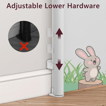 Retractable Baby Gate for Doorways & Stairs, 33" Tall 120" Extra Wide Mesh Safety Fence for Pet, One-Hand Operation Secure Closure Essential Fit for Deck Porch Hallways Patio, Indoor & Outdoor