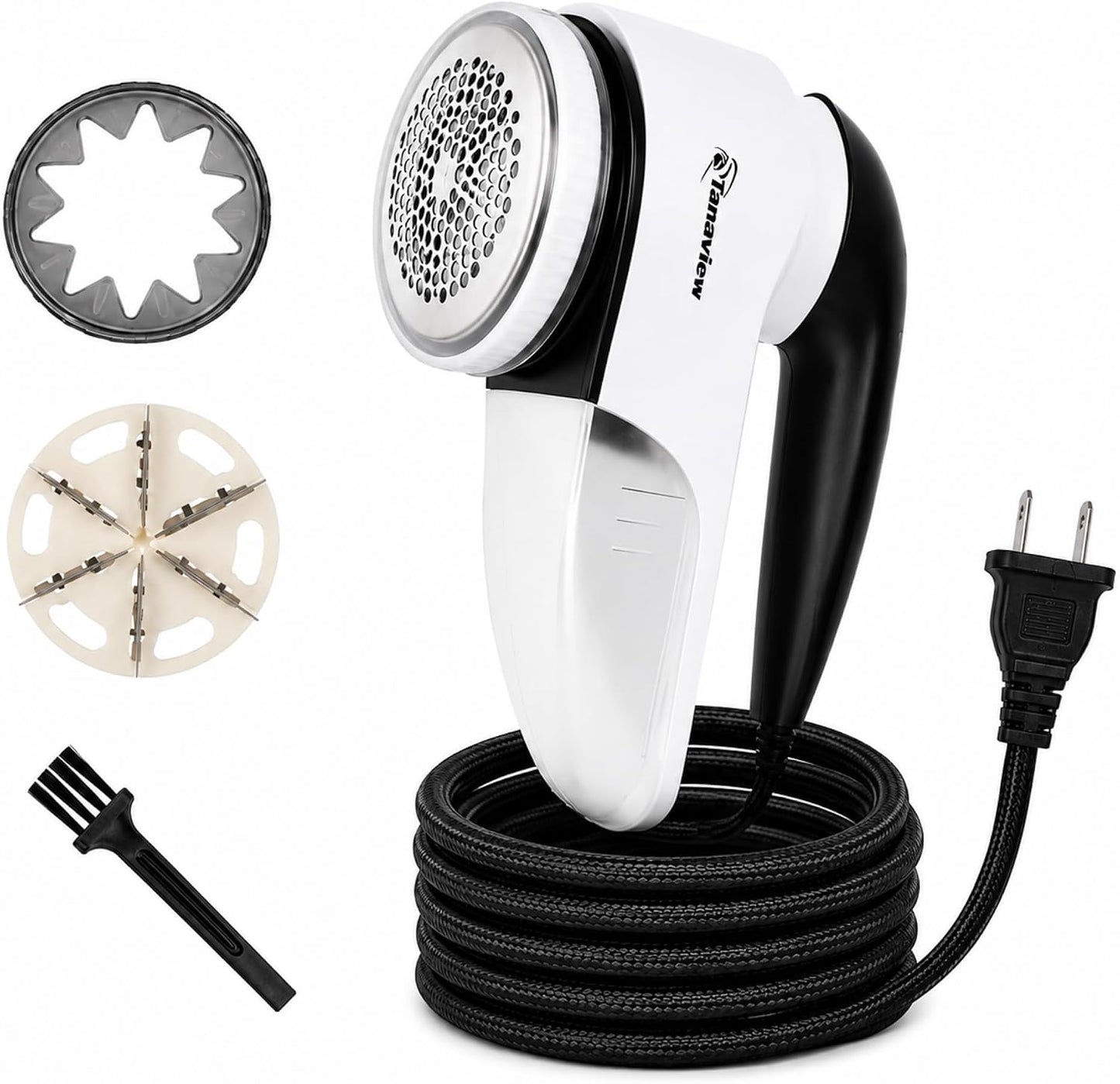 Power Corded Electric Fabric Shaver | No Battery, Pilling & Fuzz Remover for Clothes, Furniture, Couch, Sweaters, 6 Leaf Blades, Portable Defuzzer, Depiller