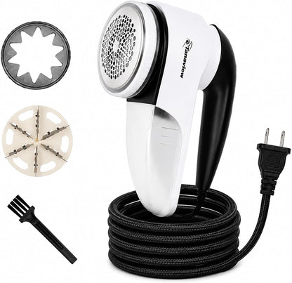 Power Corded Electric Fabric Shaver | No Battery, Pilling & Fuzz Remover for Clothes, Furniture, Couch, Sweaters, 6 Leaf Blades, Portable Defuzzer, Depiller