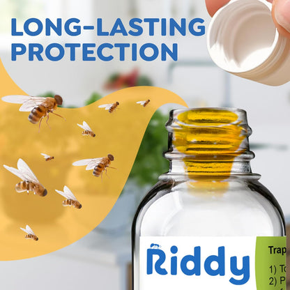 Riddy Fruit Fly Traps – Non-Toxic, Ready-to-Use, Long-Lasting Solution for Fruit Flies in Kitchens and Food Preparation Areas, Pack of 2
