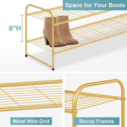 AOODA Long 3 Tier Metal Shoe Rack for Closet Wide Stackable Shoe Storage Organizer for Entryway, Bedroom, Floor, 24-Pairs Men Sneakers Shoe Shelf with Wire Grid, Black