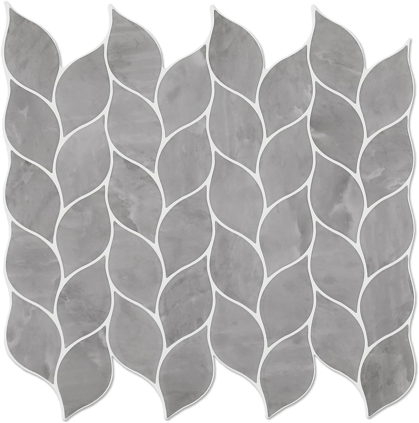 Tilingview 10 Pcs Vinyl Leaf Peel and Stick Tile for Kitchen Backsplash, Premium Self-Adhesive Tiles Plastic Wall Stickers Art Mosaics (Blue Gray)