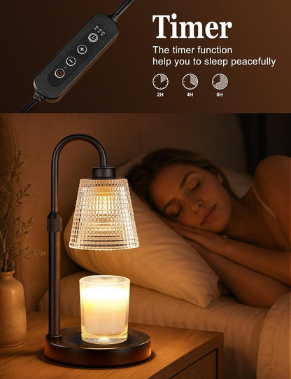 Candle Warmer Lamp with Timer Dimmable, Wax Warmer for Scented Jar Candles, Adjustable Height Candle Lamp for Home Decor, Birthday Gifts for Women Mom House Warming Gifts, Matte Black