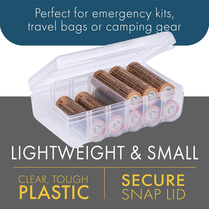 Dial Industries Battery Organizer Case with Tester for 12 AAA 12 AA 6C 4D | Compact cases for organizing in garage, toolboxes, RVs etc. Clear cases so easy to find in emergencies vs loose in drawer.