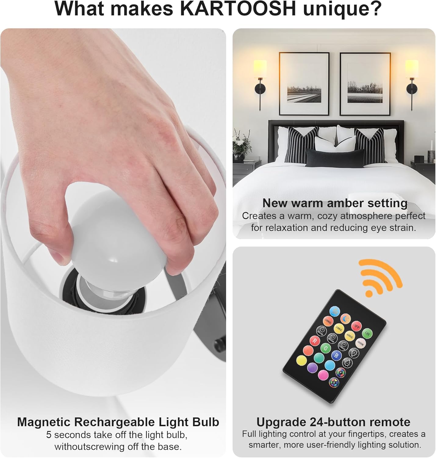 Battery Operated Wall Sconces Set of Two,Wireless Rechargeable Wall Light With Remote Control, Dimmable, Amber Light/Warm White/Natural White/Daylight/RGB, Timer,for Living Room,Bedroom,Entryway,Gold