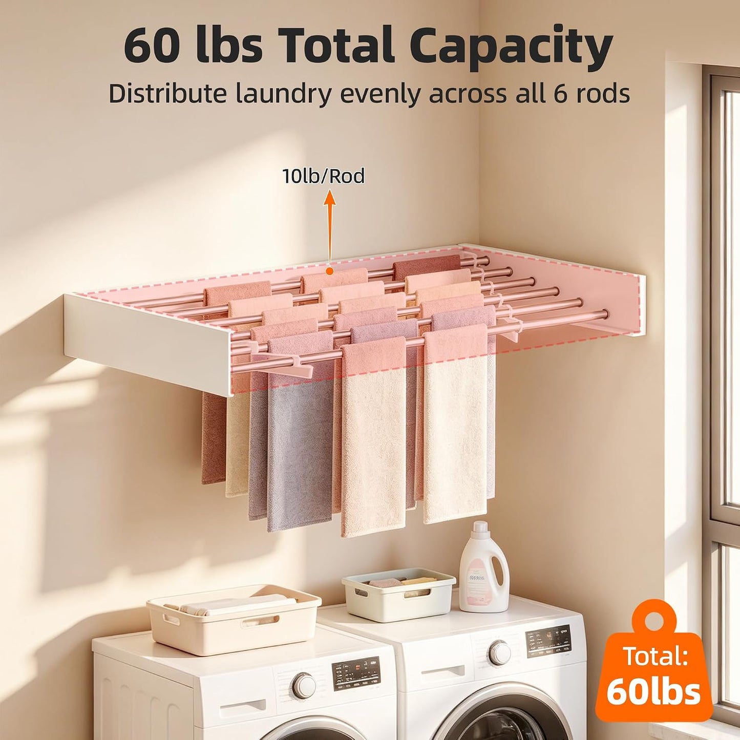 Wall Mounted Clothing Drying Rack 32“ Folds to 1.2” Ultra-Thin Space Saving Clothes Laundry Rack Holds 50 lbs Rust-Resistant Collapsible Space Aluminum for Apartment, RV, Laundry Room, White