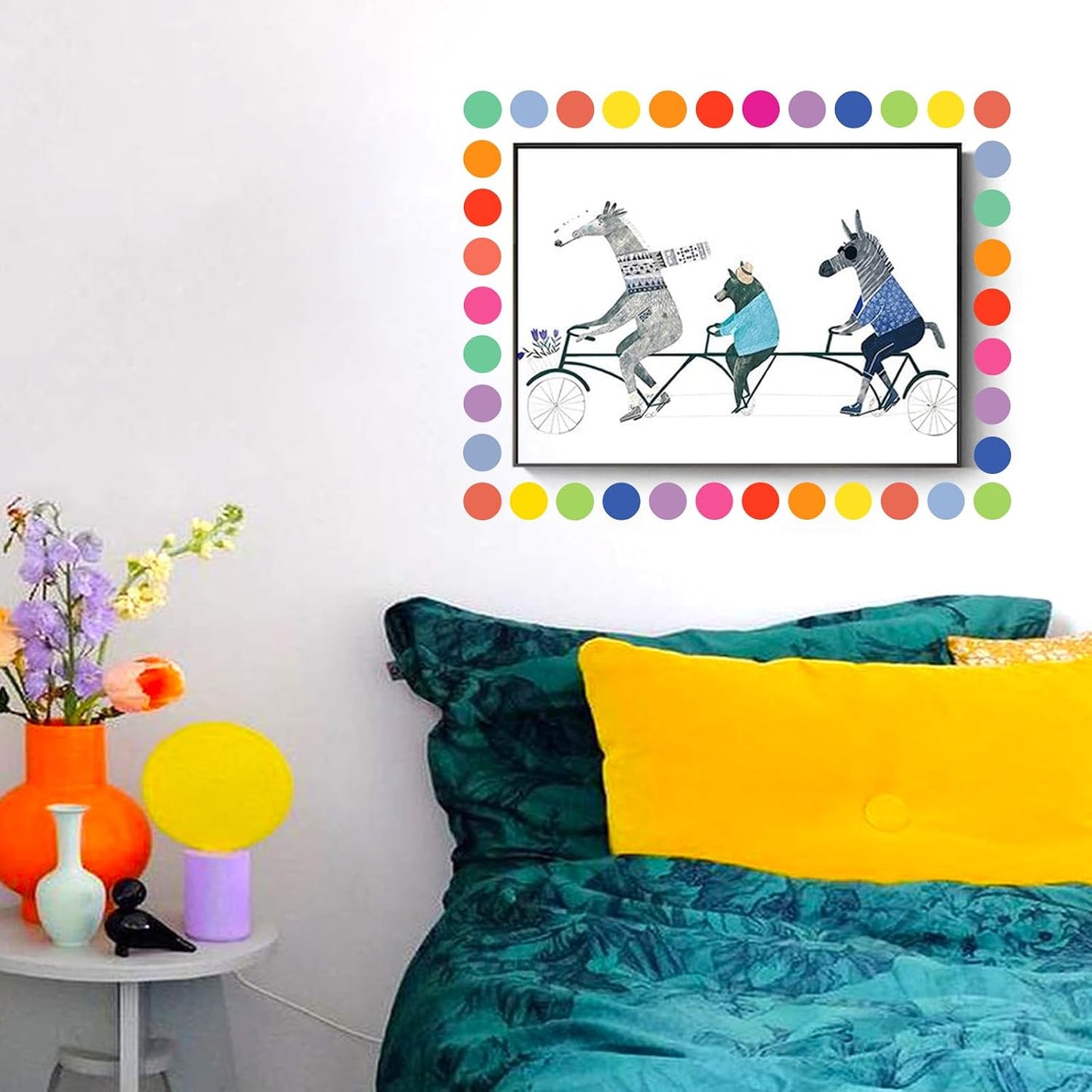 Misofuki 16 Rolls 960 Pcs 1"x4.5" Color Coded Moving Labels Stickers for Boxes with 4 Bedroom Labels - Can Stick on Furniture Directly, NOT Recommended for Rough Surfaces, Such as Carton
