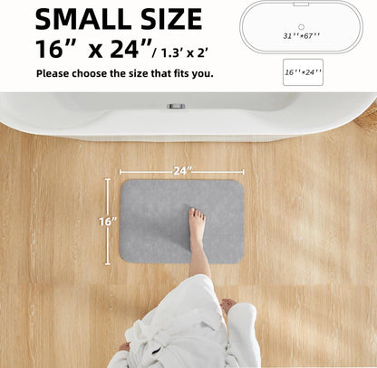 TYUU Bath Mat, Bathroom Rugs Non Slip Washable Thin Absorbent Quick Dry Bath Mat Fits Under Door Bathroom Floor Mat Perfect for Bath, Shower, or Sink 16"x24" Dark Grey
