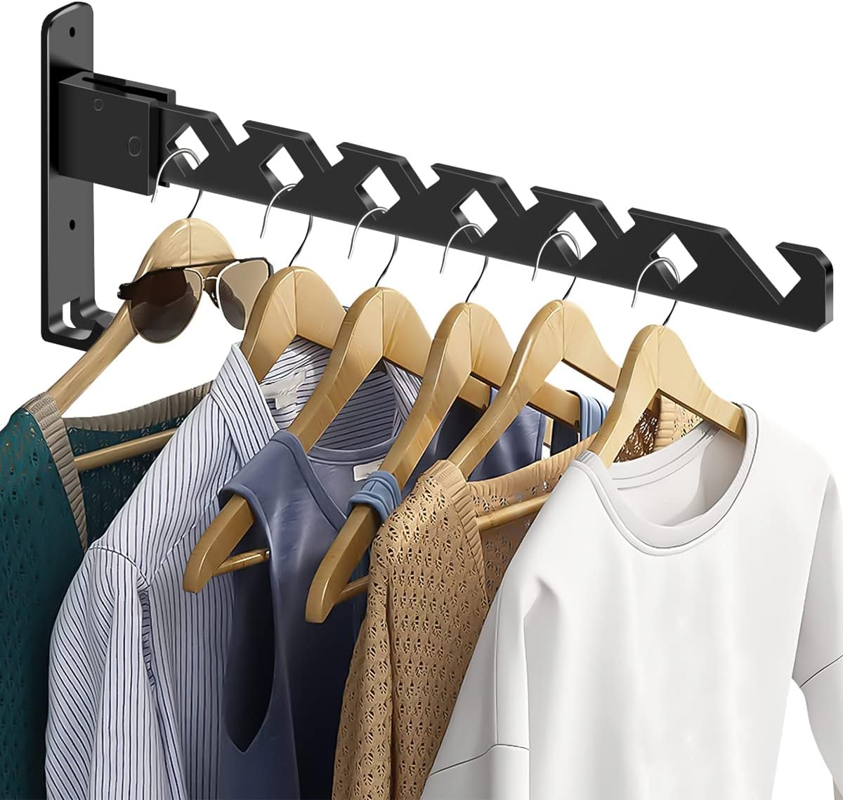 1Pcs Wall Mounted Clothes Drying Rack Aluminum Alloy Laundry Drying Rack with Screws 180°Adjustable Clothes Drying Hanger Rust Resistant Clothes Drying Organizer Rack for Home Dorm