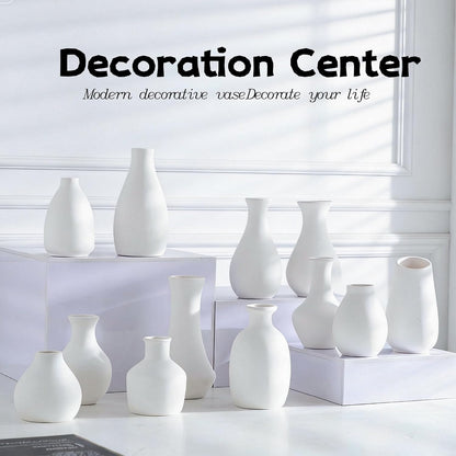 White Ceramic Bud Vase Set of 5, Mini Vases for Flowers, Decorative Small Vases for Home Decor, Boho Wedding Centerpieces, Living Room, Dining Table & Shelf Decor