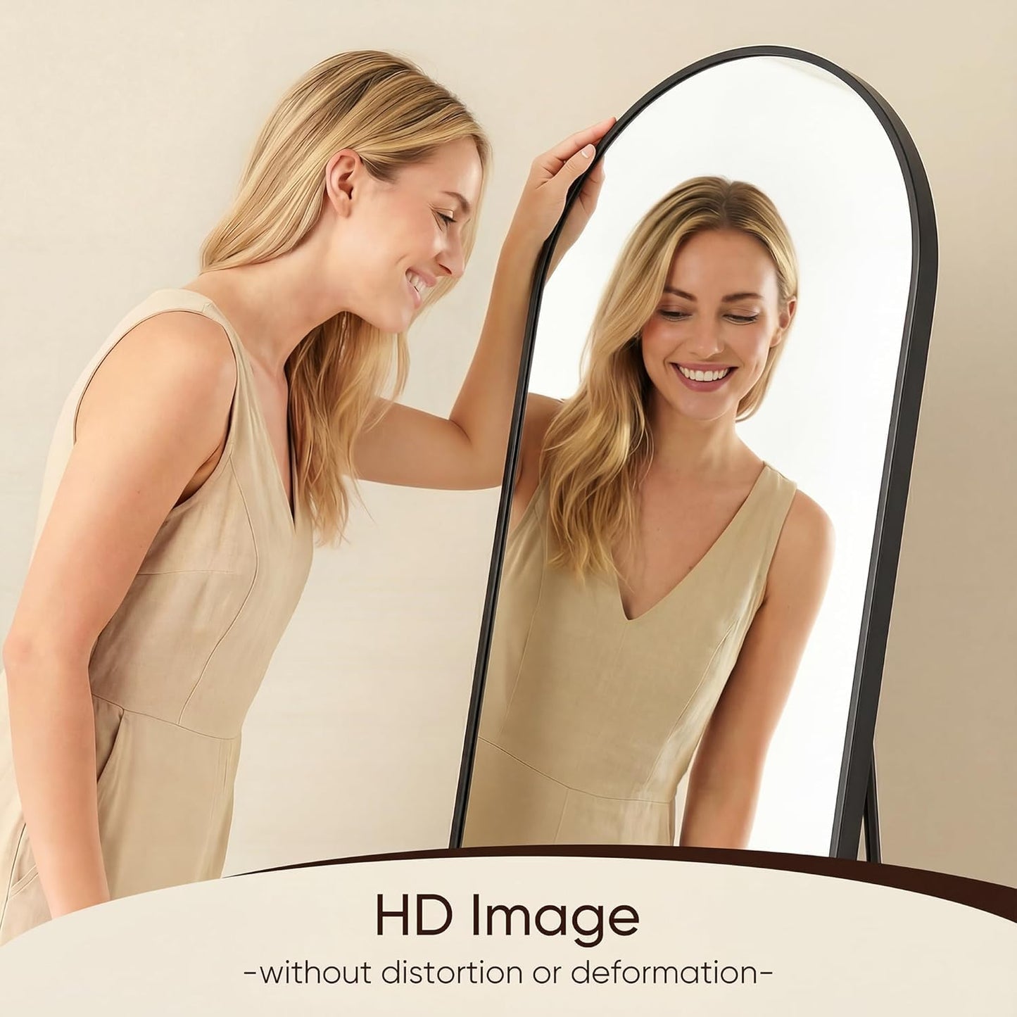 Antok 58" x19” Arched Full Length Floor Mirror, Gold Aluminum Frame, Free Standing/Wall Mount/Leaning for Bedroom, Living Room, Dressing Room