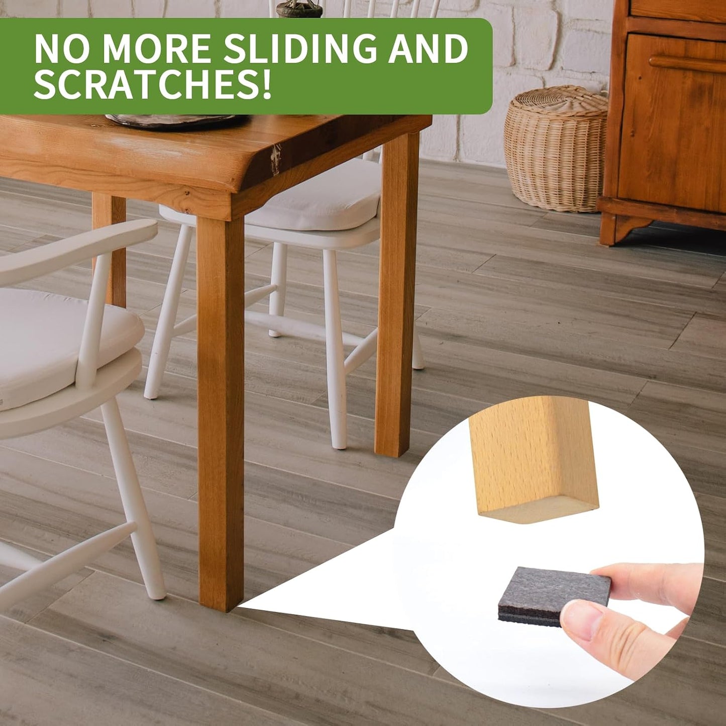 Non Slip Furniture Pads 36 PCS 1'' Square - Anti Slip Furniture Pads - Self Adhesive Rubber Feet Furniture Feet - Chair Leg Floor Protectors - Keep Furniture in Place