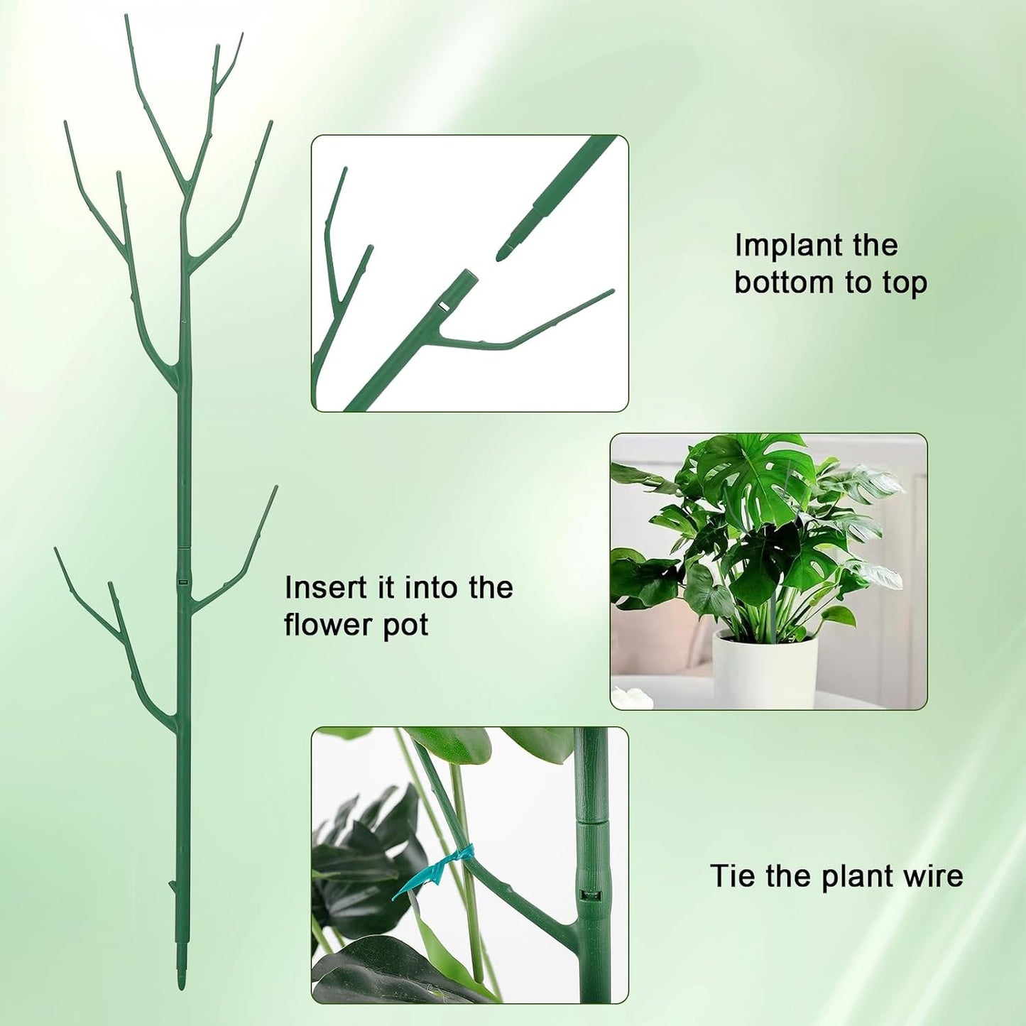 5 Pack Stackable Plant Support Stakes, Climbing Plant Support Structures for Monstera, Pothos, Philodendron Garden Plant Stakes for Indoor Outdoor Plants