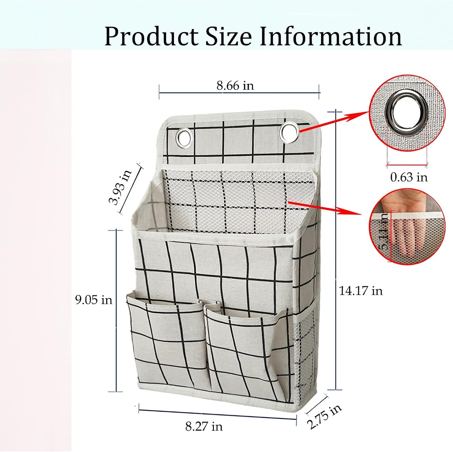 Hanging Basket for Organizing, Wall Organizer with Pockets and Over The Door Organizer，Can for Home, Closet, Office and Camper (1 White)