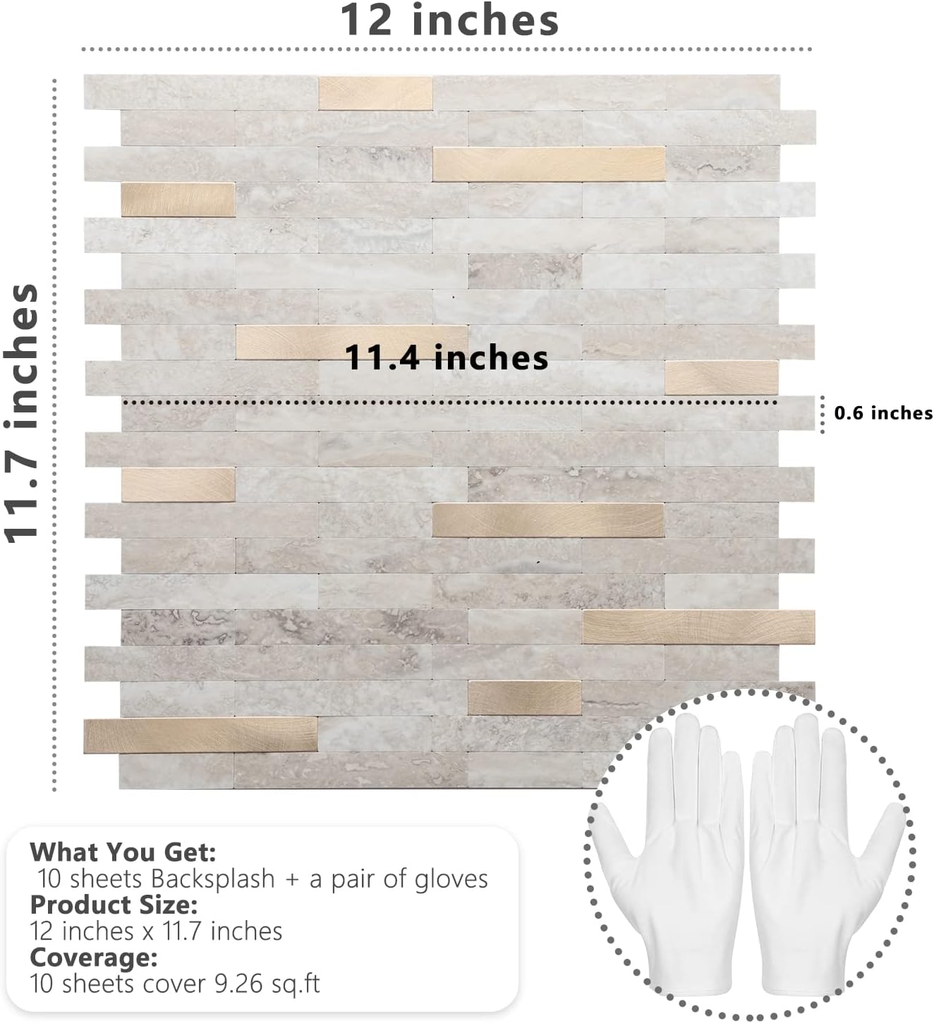 STICKGOO Peel and Stick Backsplash Tile, Stick on Backsplash for Kitchen and Bathroom, Volakas White Look PVC Mixed Metal Silver Self Adhesive Wall Tiles(Sample)